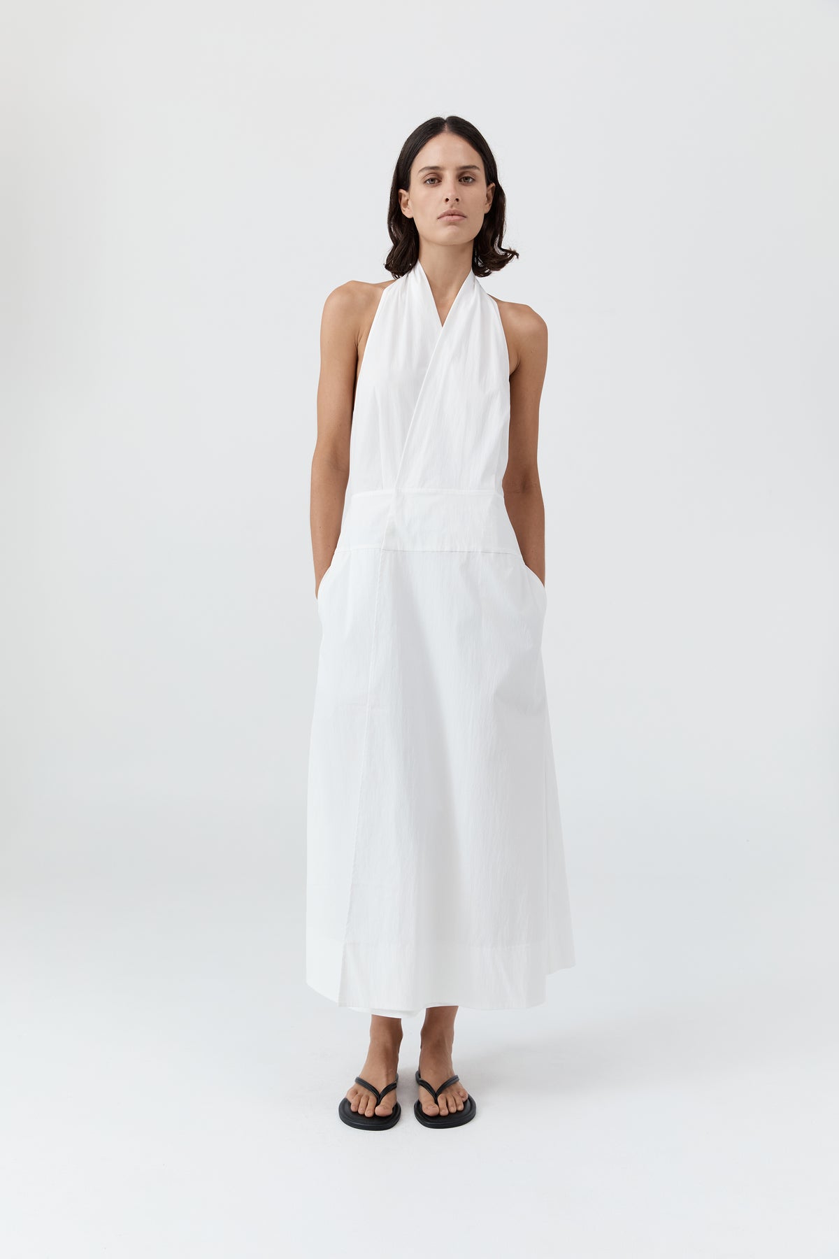 Halter Wrap Dress - White