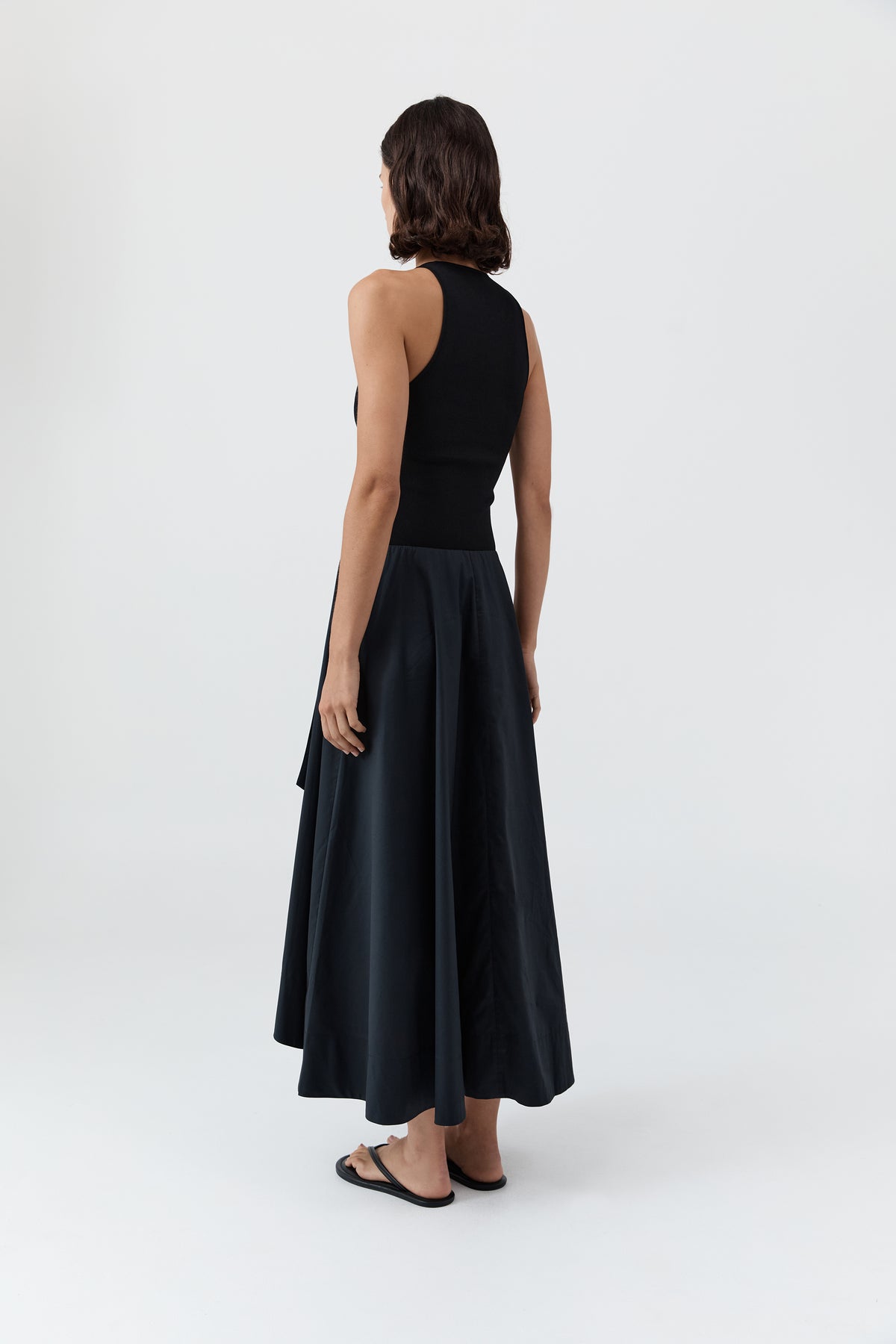 Knit Bodice Asymm Dress - Black