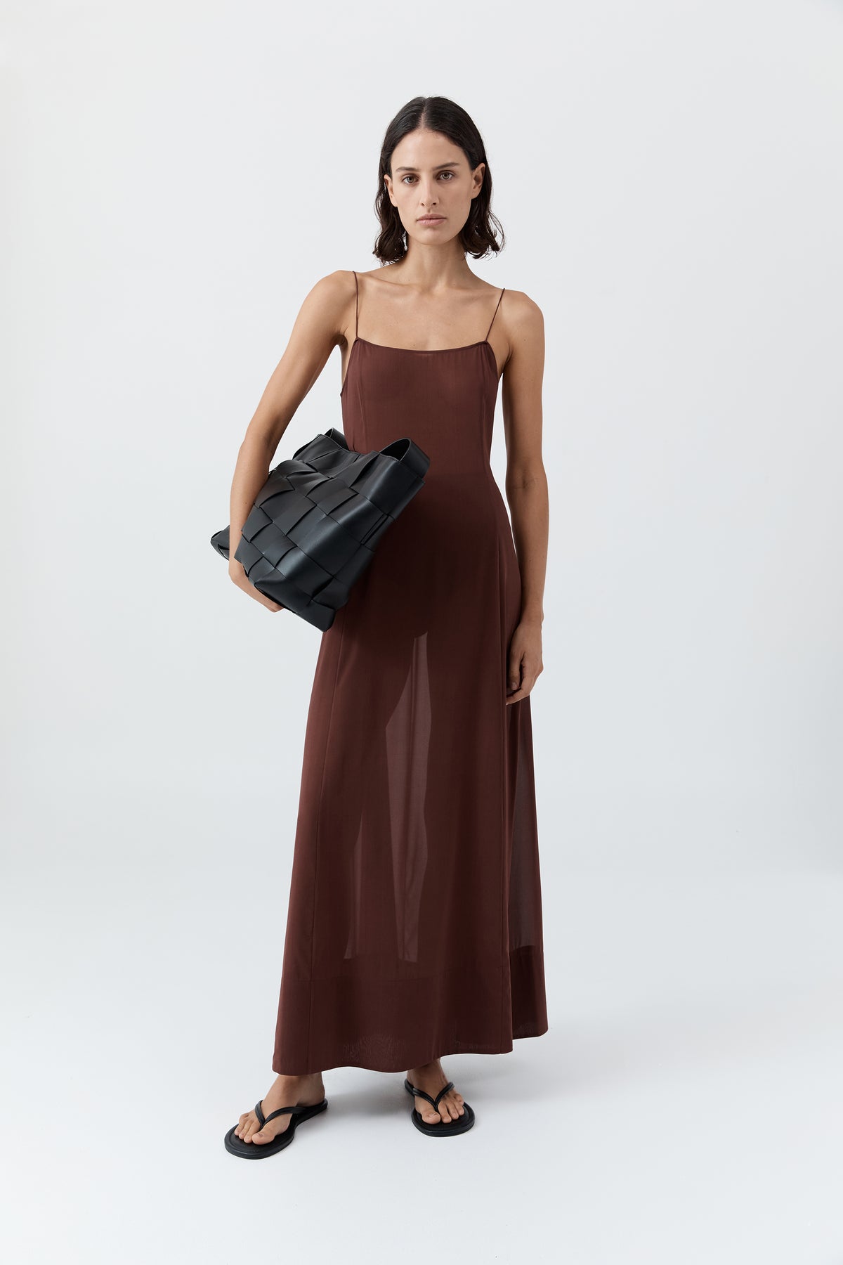 st agni sheer dress St. Agni Sheer-Hem Maxi Dress - Burgundy - 30% Off