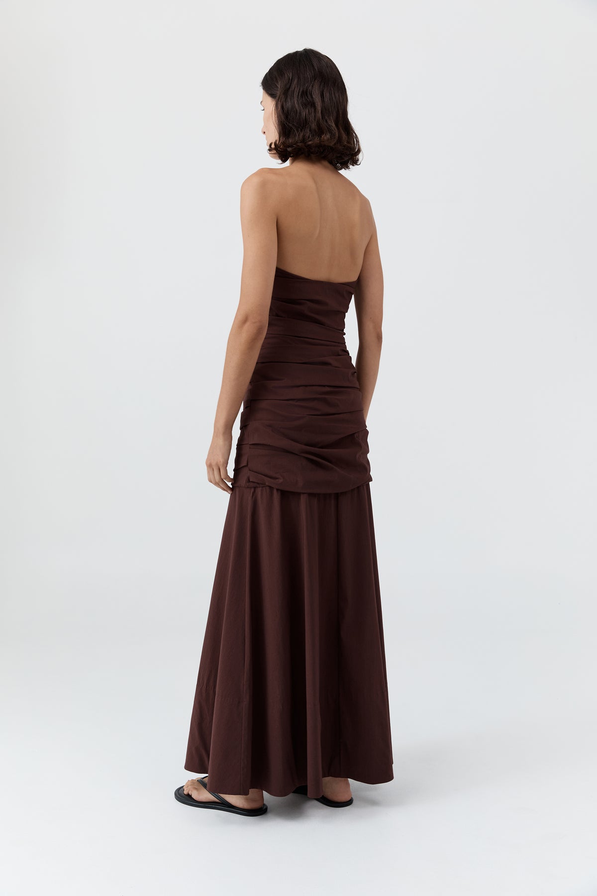 Gathered Strapless Longline Dress - Liqueur