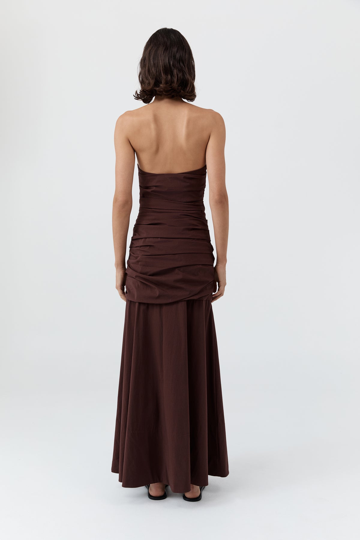 Gathered Strapless Longline Dress - Liqueur
