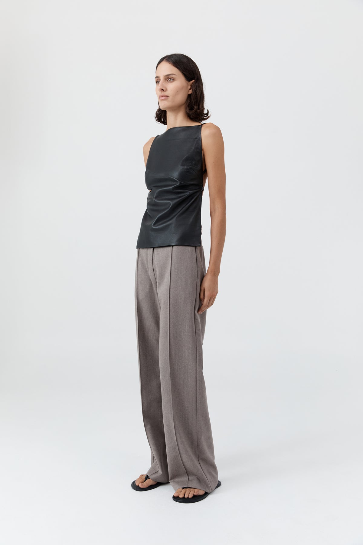 PRE-ORDER: Leather Square Neck Top - Black