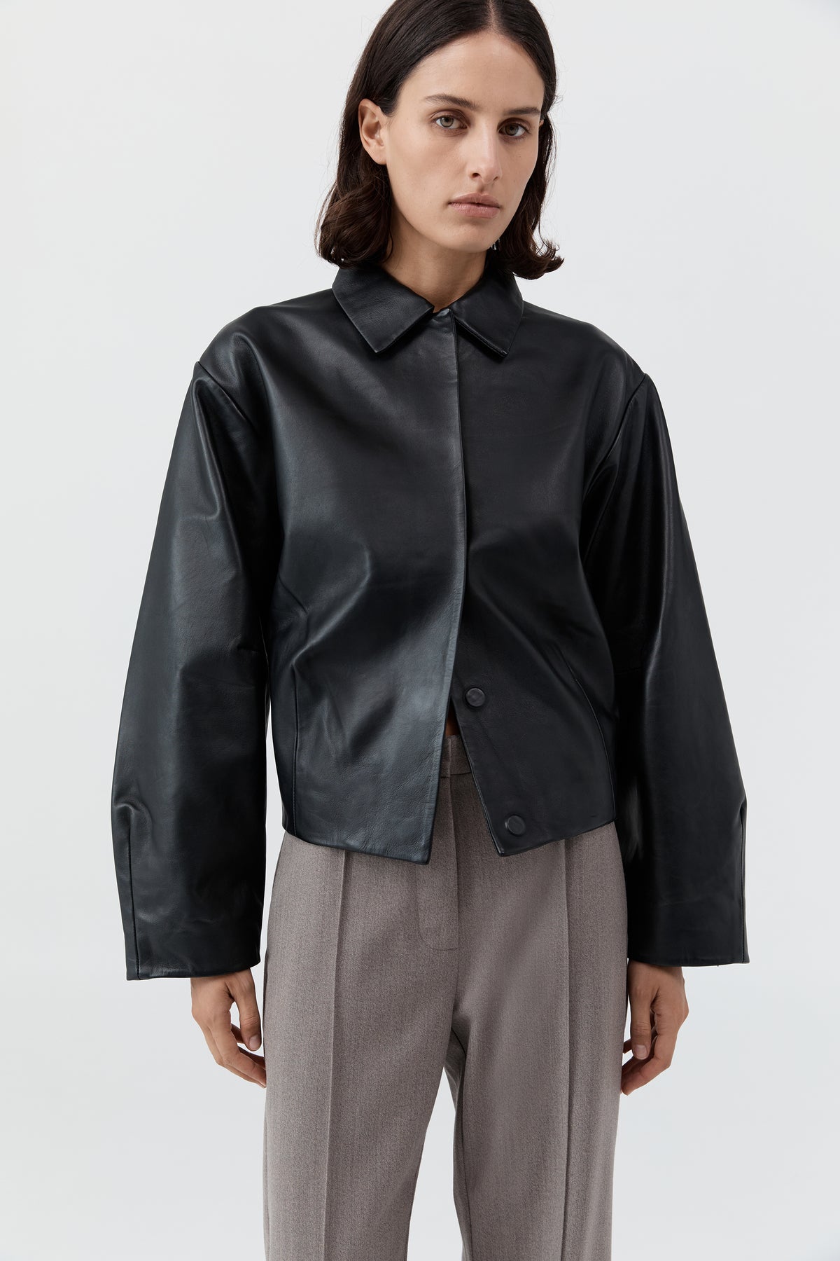 Cocoon Leather Jacket - Black