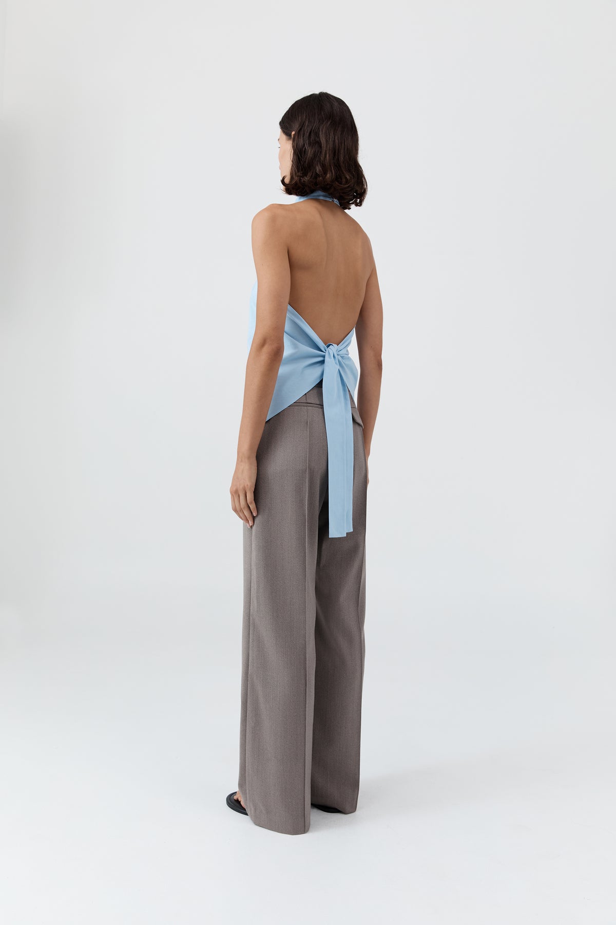 Oxford Halter Tie Back Top - Ciel Blue