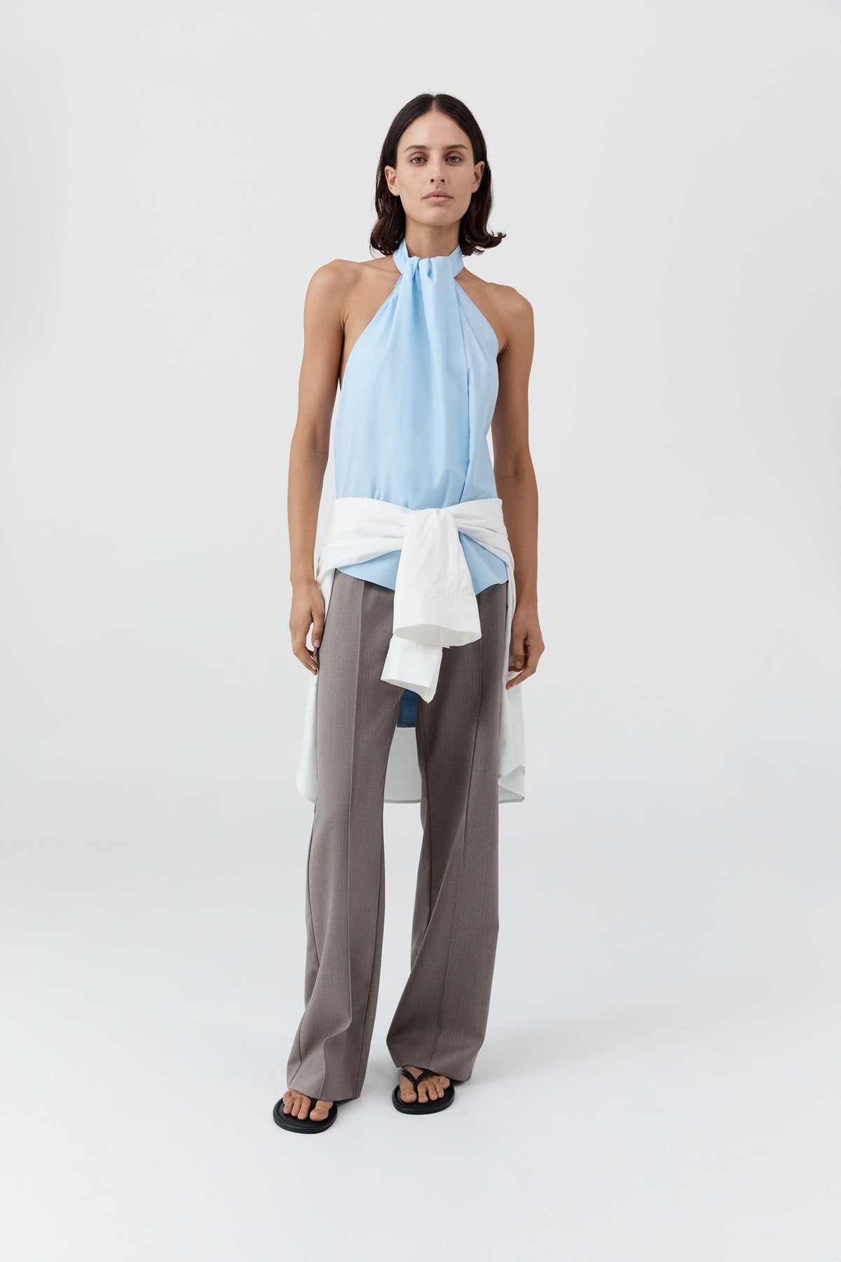 Oxford Halter Tie Back Top - Ciel Blue