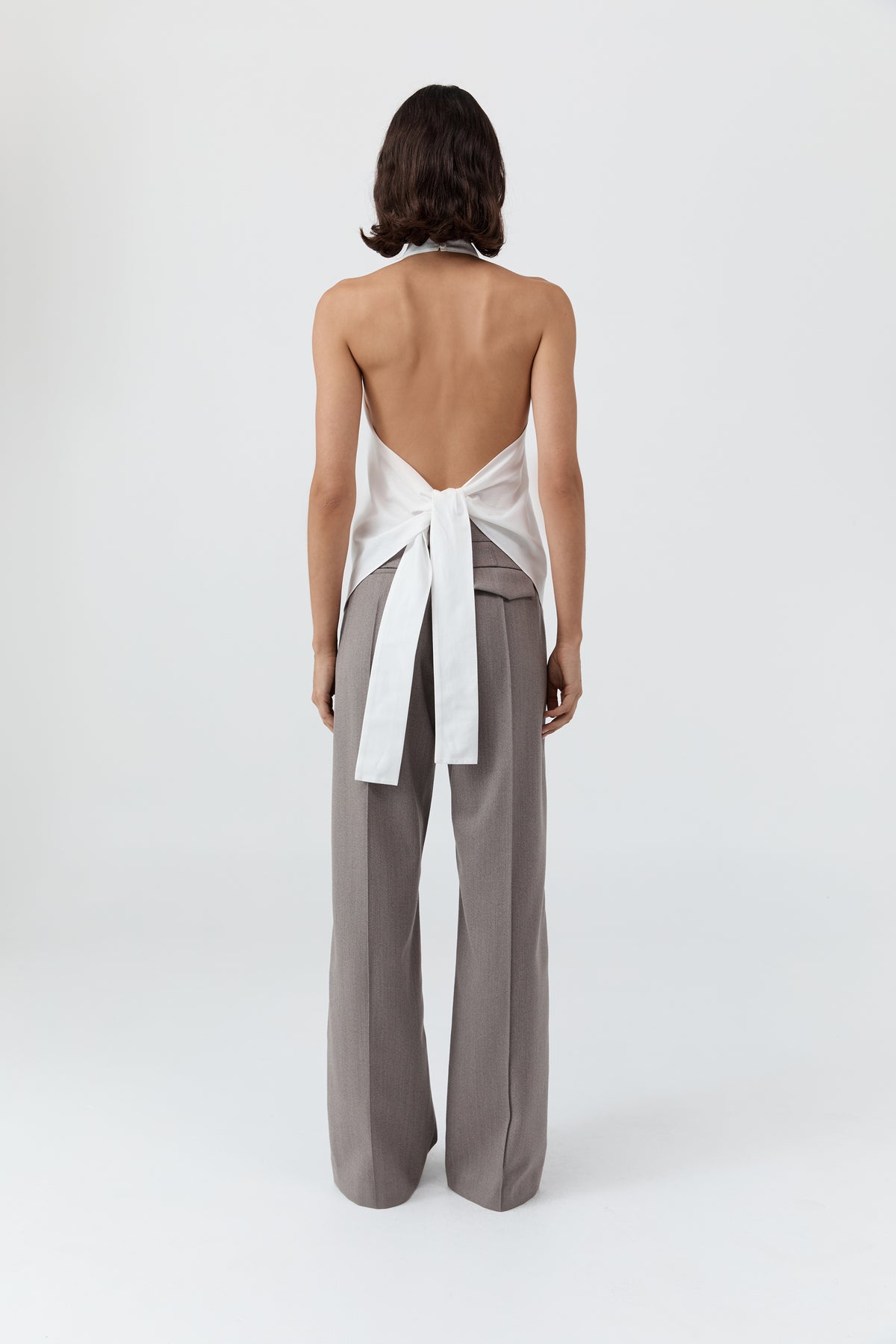 Oxford Halter Tie Back Top - White