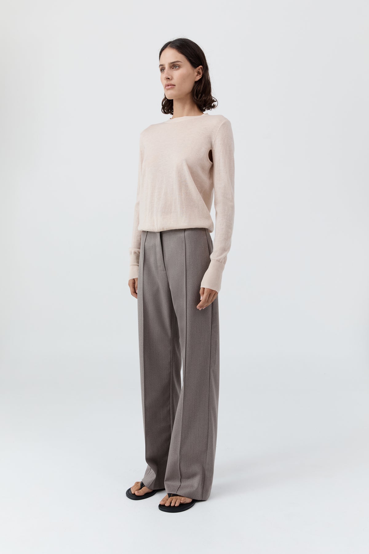 Merino Wool Slit Sleeve Sweater - Powder