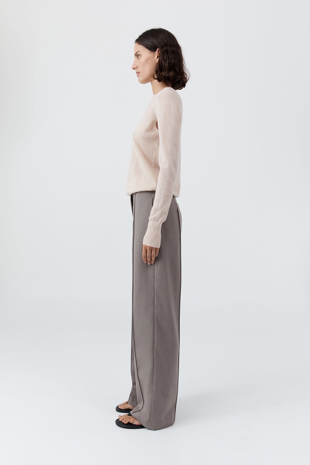 Merino Wool Slit Sleeve Sweater - Powder