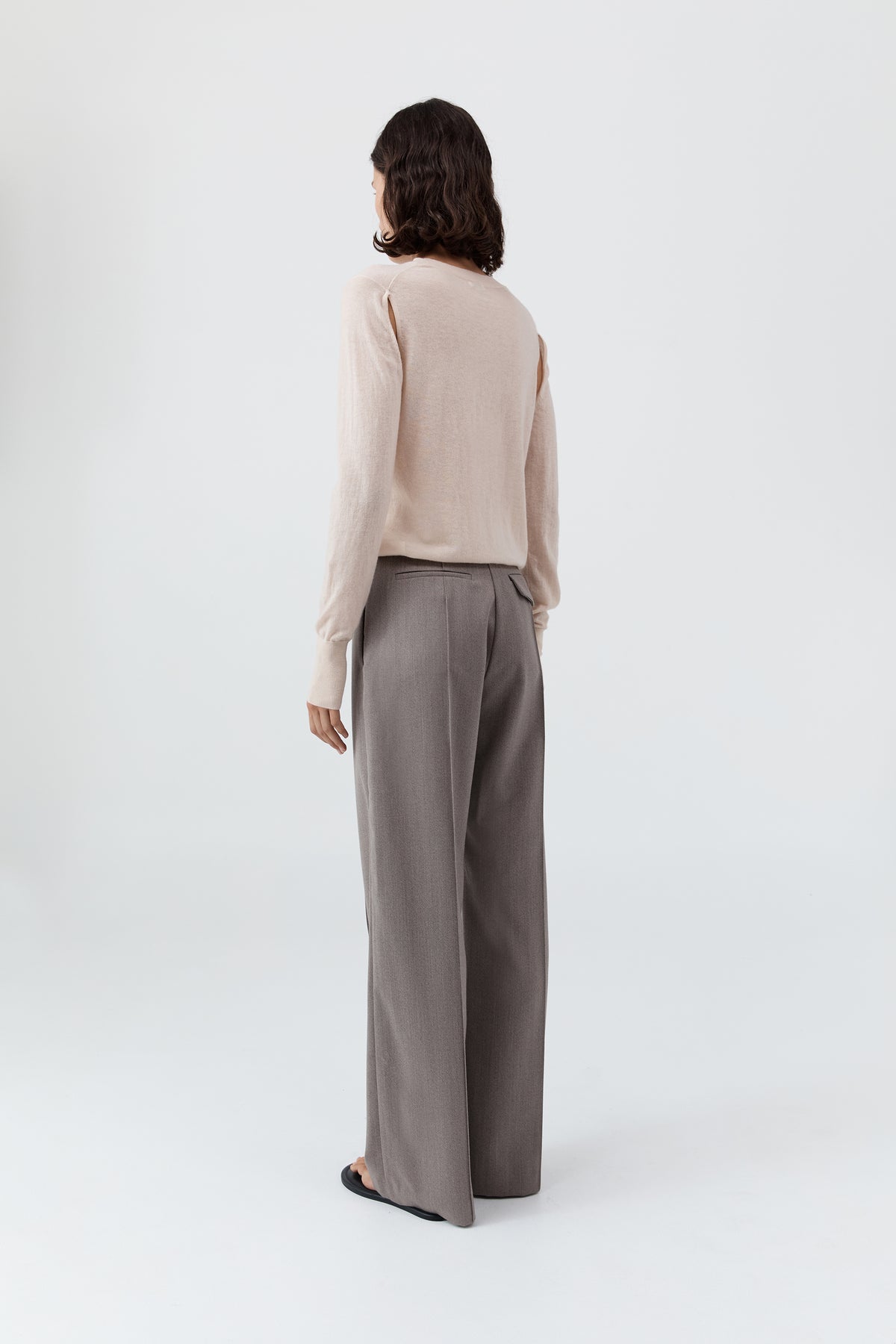 Merino Wool Slit Sleeve Sweater - Powder