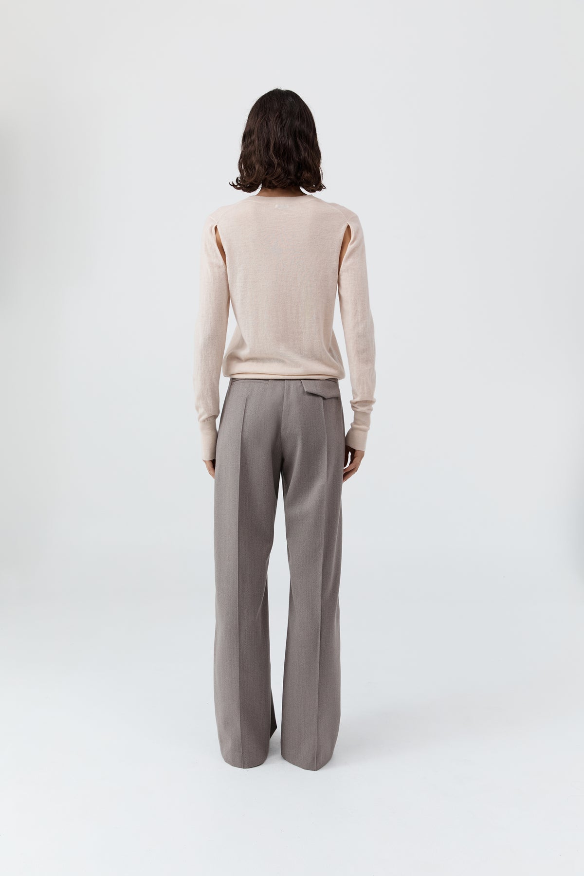 Merino Wool Slit Sleeve Sweater - Powder