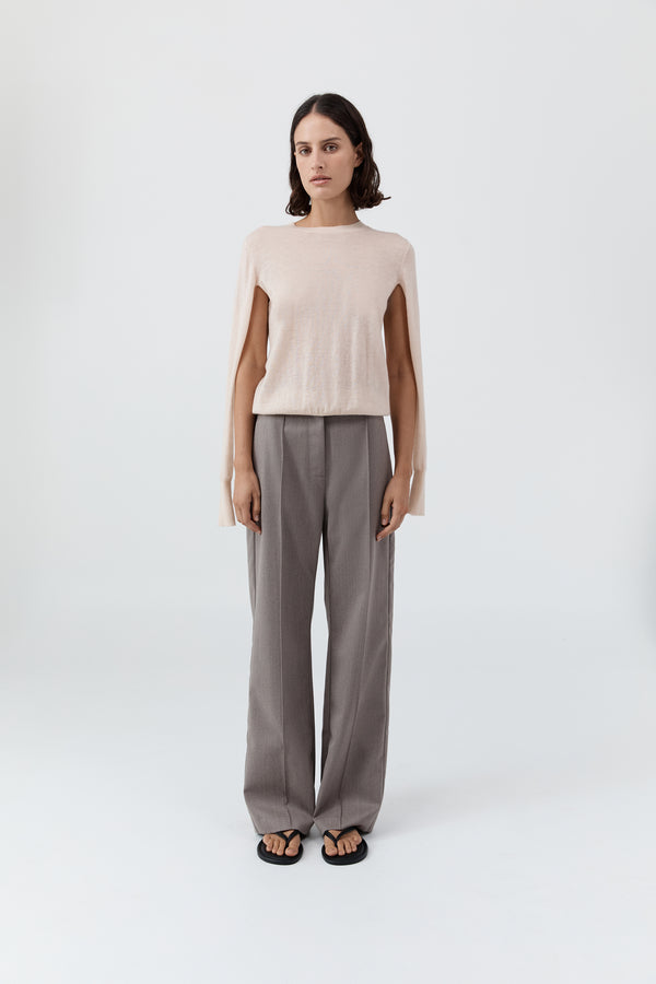 Merino Wool Slit Sleeve Sweater - Powder