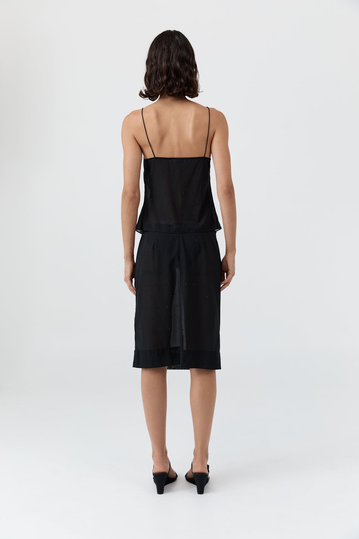 Silk Glass Beaded Skirt - Black