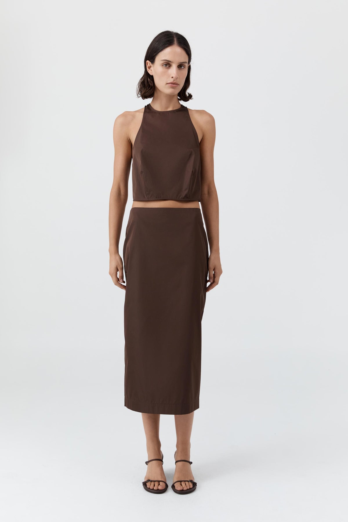 Paper Taffeta Column Skirt - Mocha