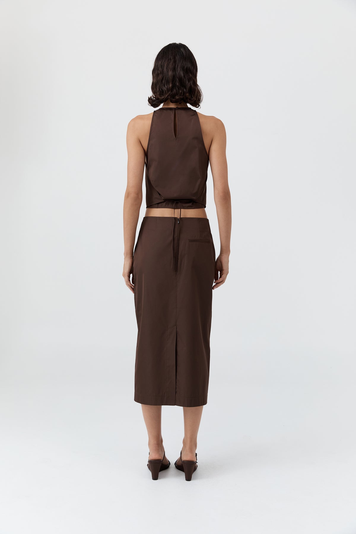 Paper Taffeta Column Skirt - Mocha