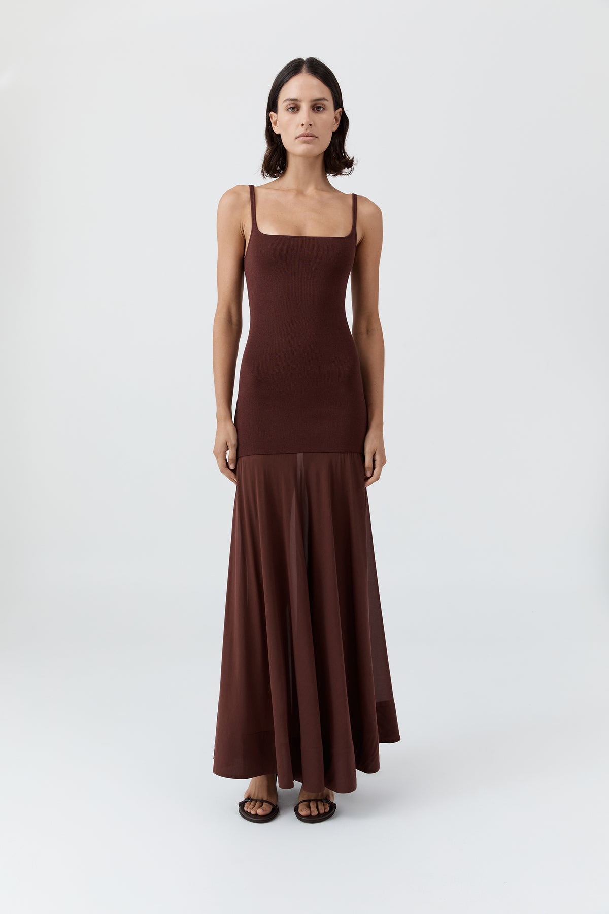 Sheer Silk Circle Hem Dress - Liqueur