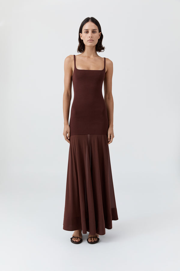 Sheer Silk Circle Hem Dress - Liqueur