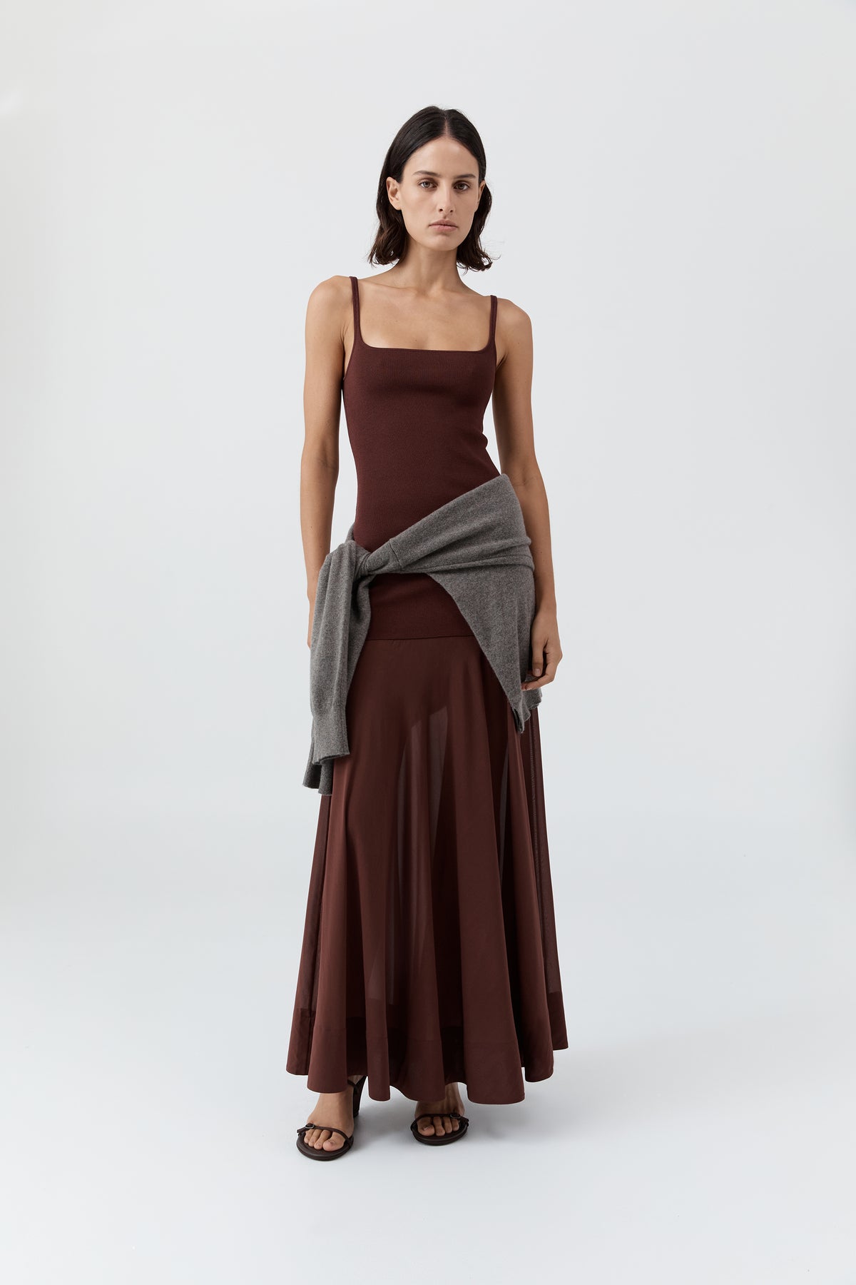 St. Agni | Sheer Silk Circle Hem Dress - Liqueur St. Agni | Sheer Silk Circle Hem Dress - Liqueur
