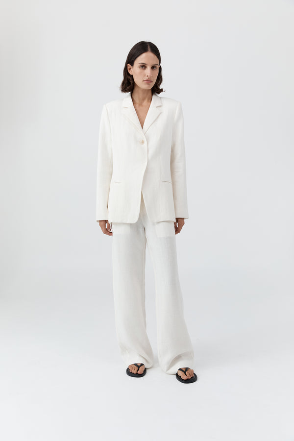 90s Linen Blazer - Off White