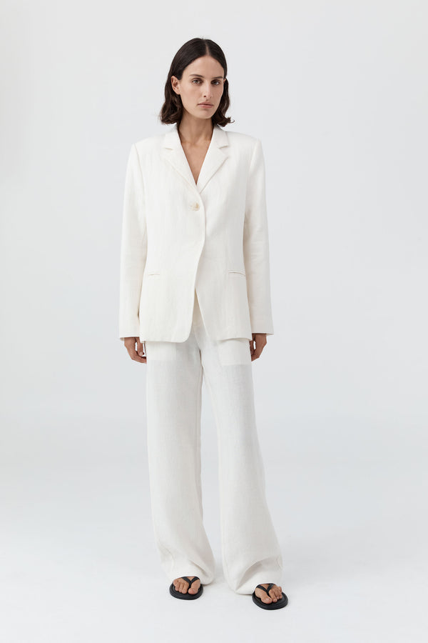 90s Linen Blazer - Off White