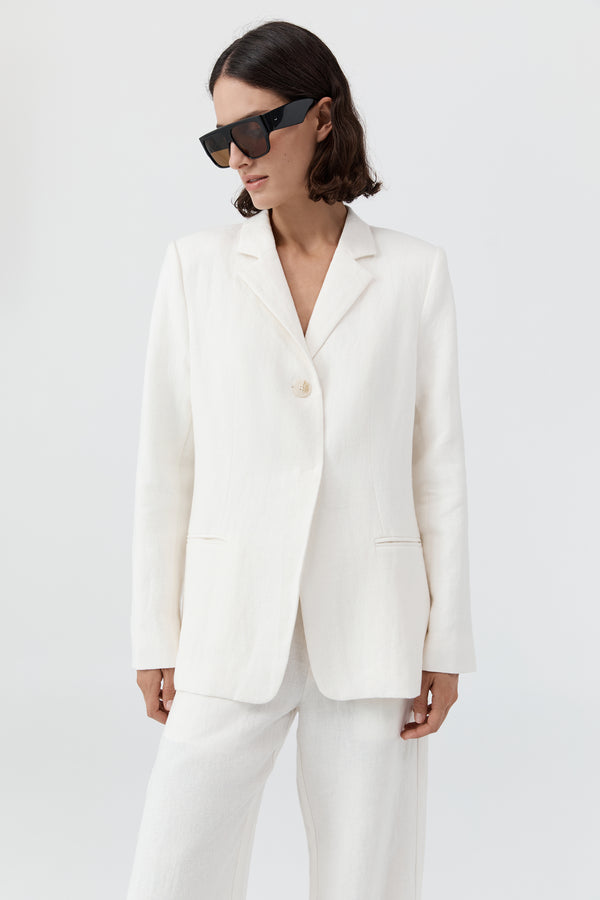 90s Linen Blazer - Off White