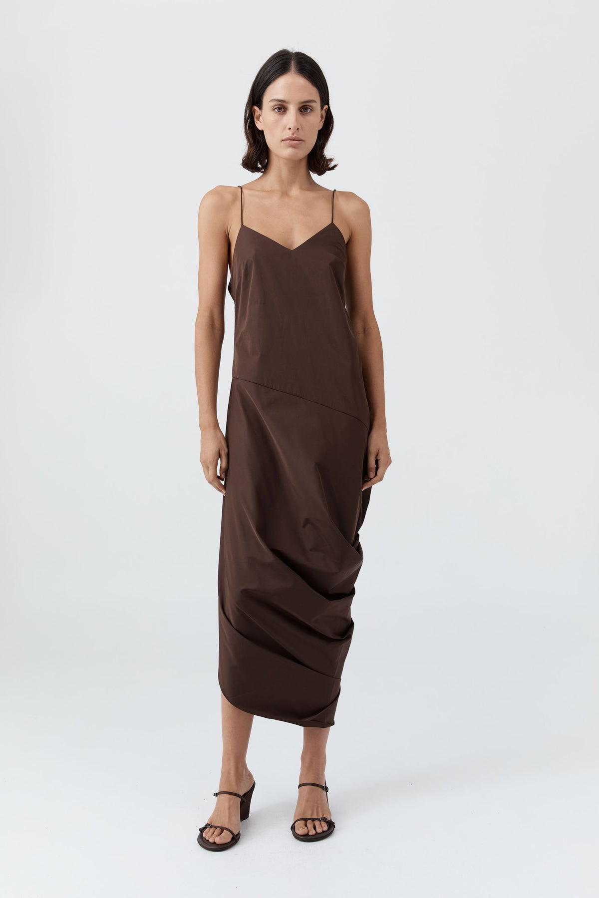 Paper Taffeta Drape Dress - Mocha