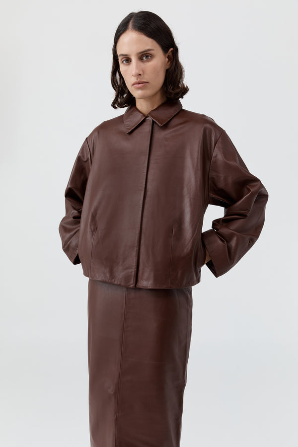PRE-ORDER: Cocoon Leather Jacket - Rum
