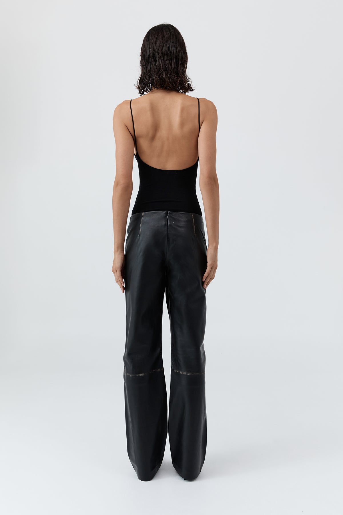 Brushed Leather Pants - Black