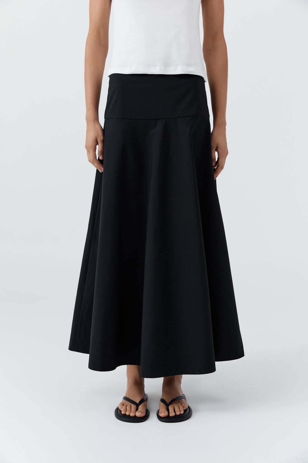 Cotton Circle Hem Skirt - Black