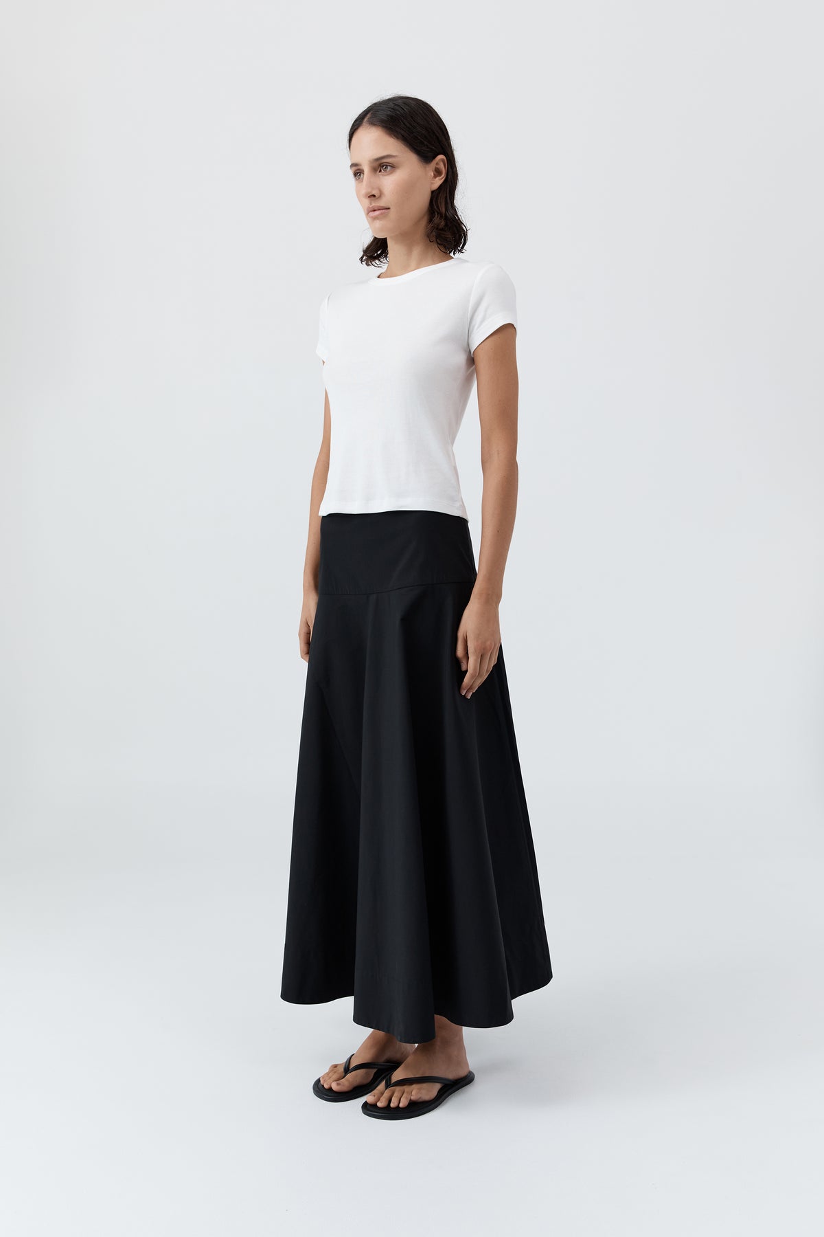 Cotton Circle Hem Skirt - Black
