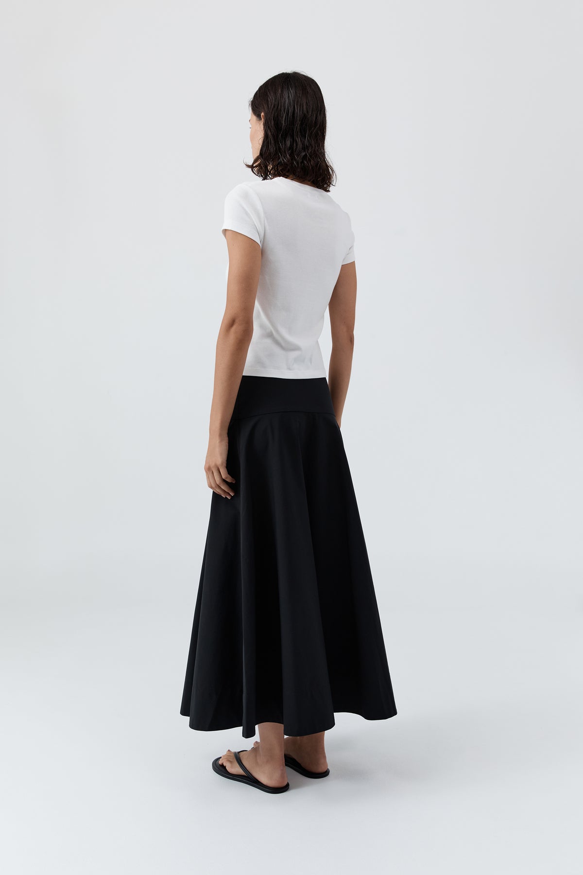 Cotton Circle Hem Skirt - Black