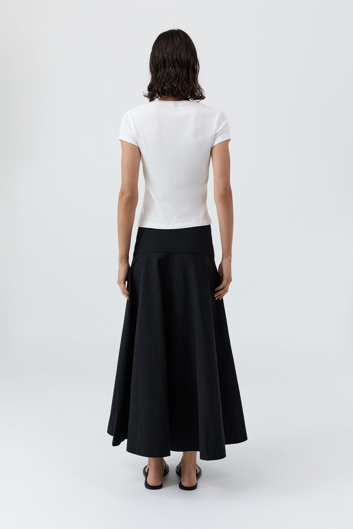 Cotton Circle Hem Skirt - Black