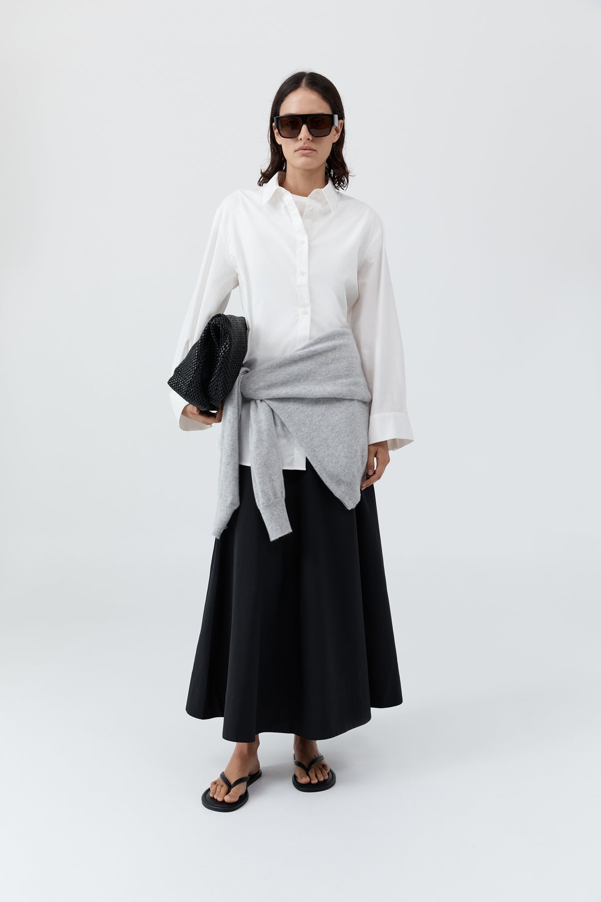 Cotton Circle Hem Skirt - Black