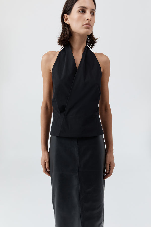 Halter Wrap Top - Black