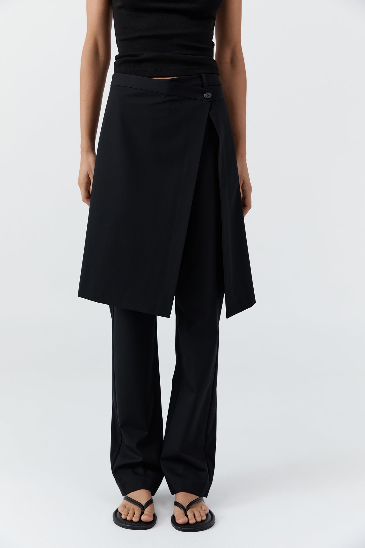 Wool Hybrid Skirt Pants - Black