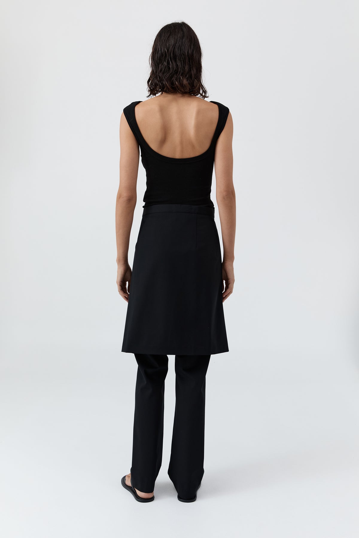 Wool Hybrid Skirt Pants - Black