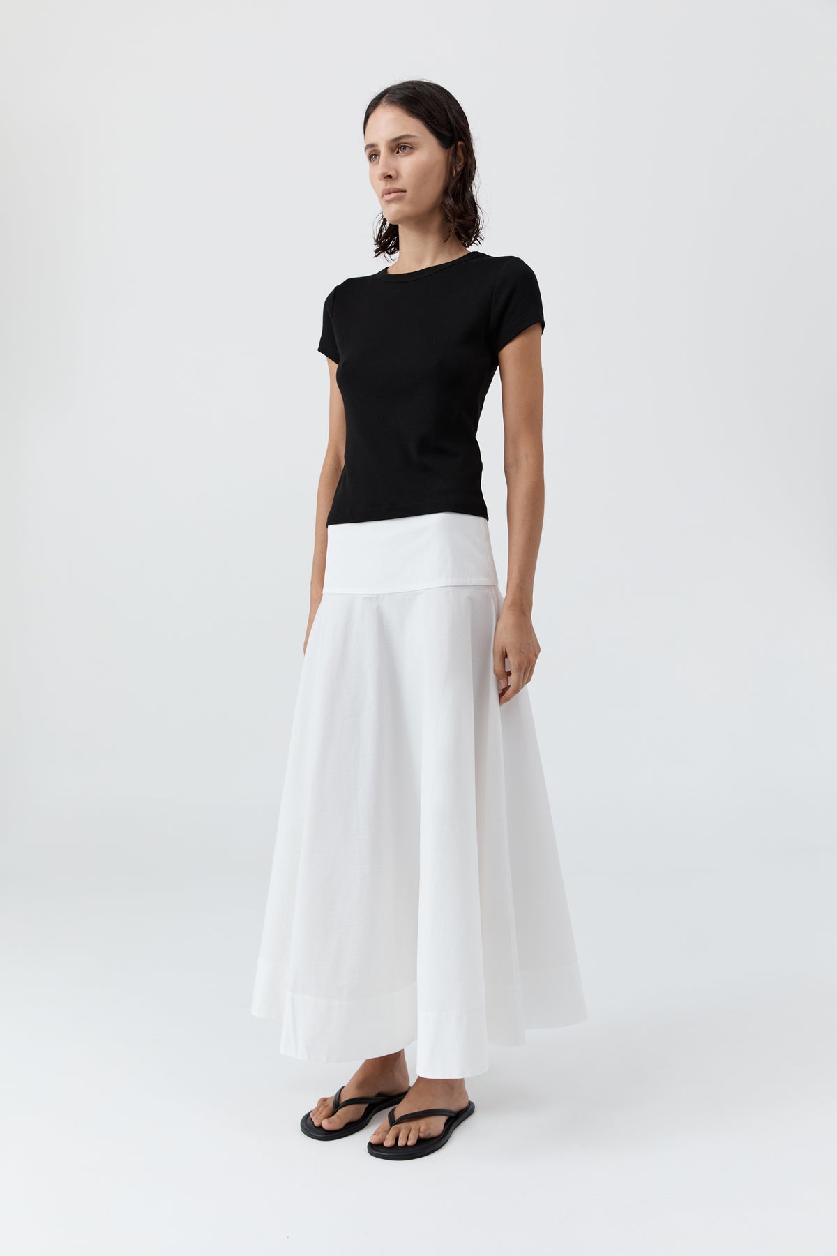 Cotton Circle Hem Skirt - White