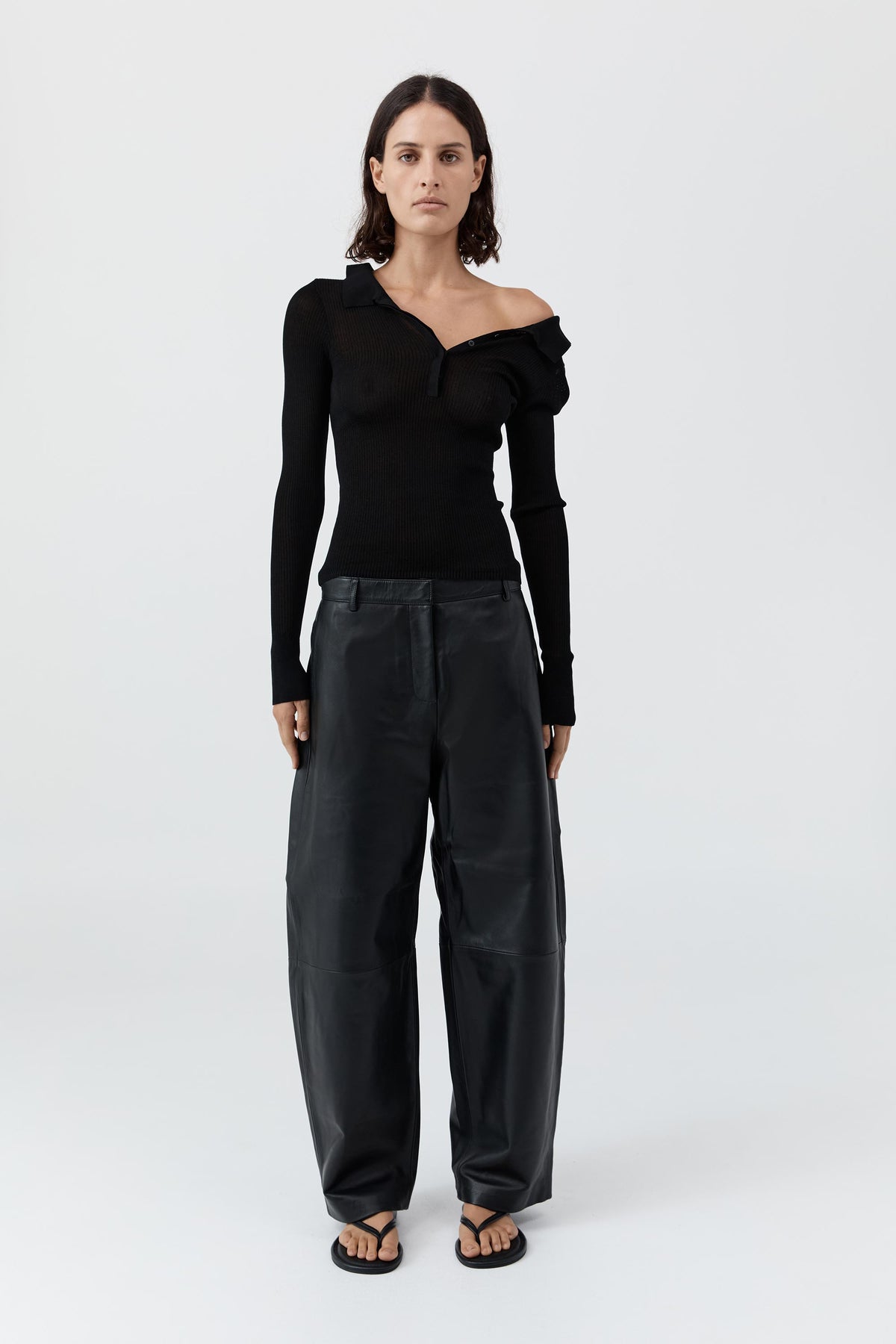 Leather Balloon Pants - Black