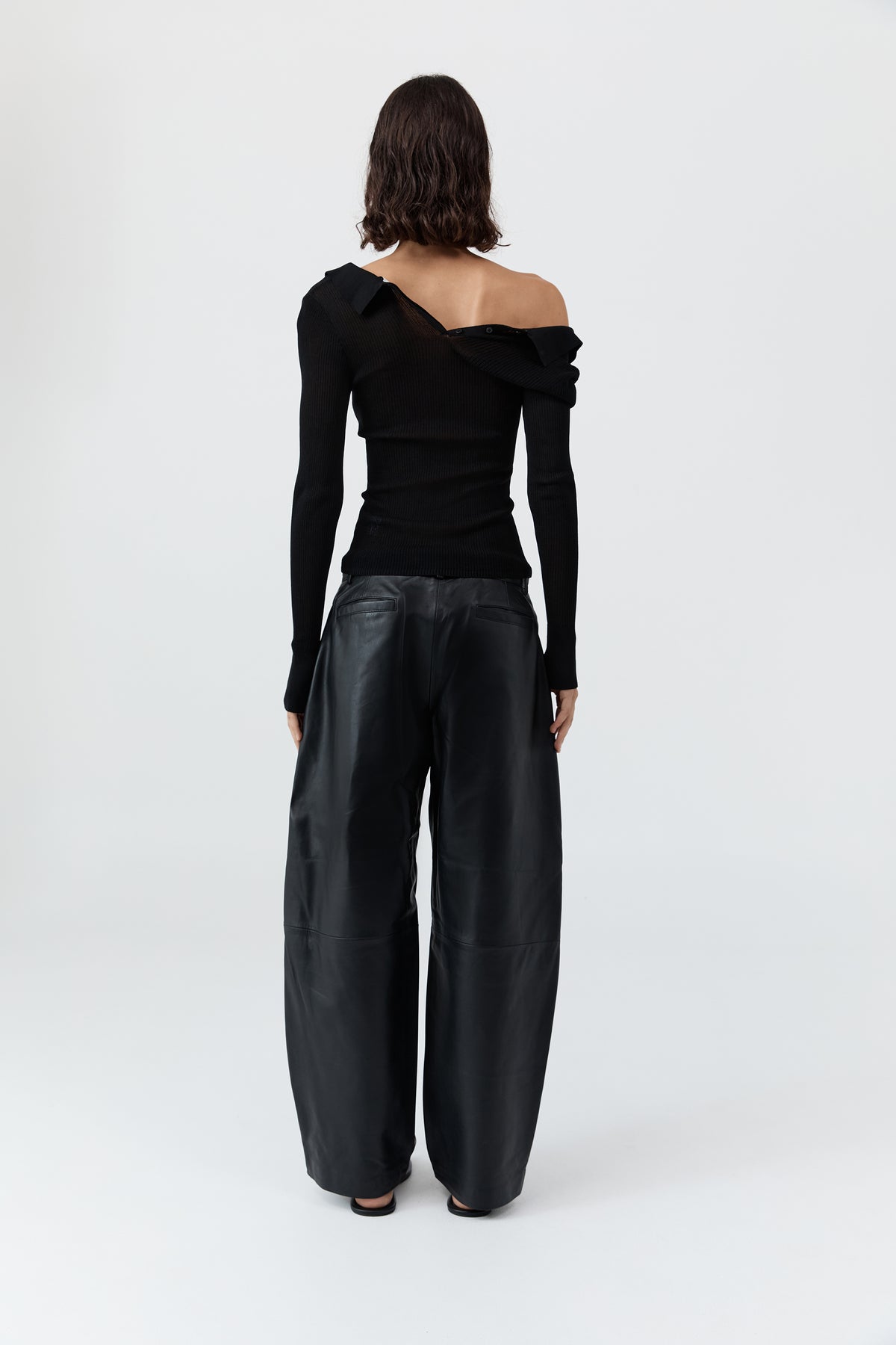 Petit Polo Knit Top - Black