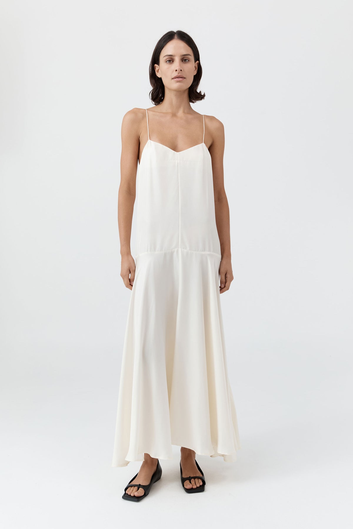 st agni silk dress St. Agni Soft Silk Bra Bias Slip Dress in Pewter Grey