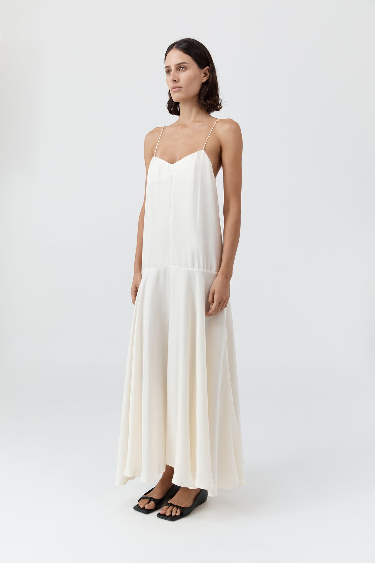 Silk Twill Relaxed Slip Dress - Milk
