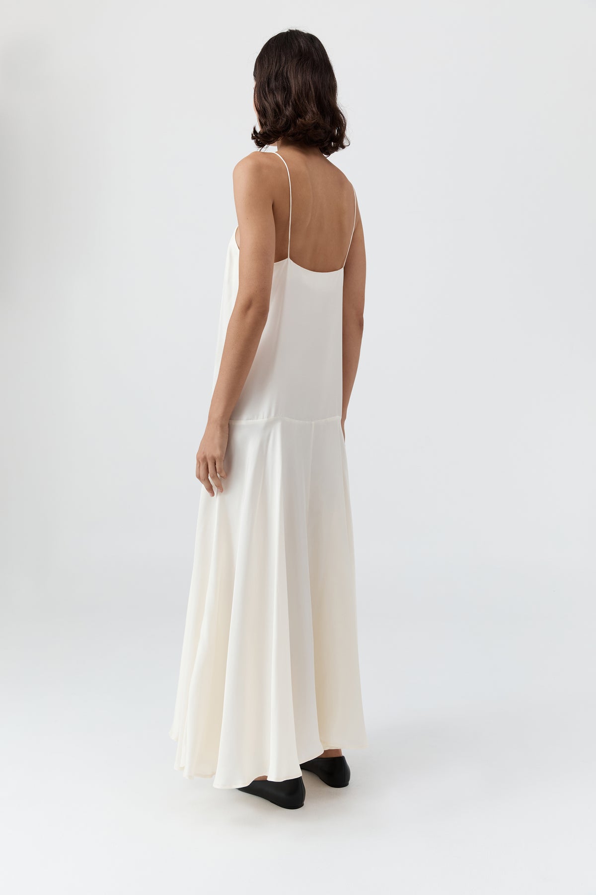 Silk Twill Relaxed Slip Dress - Milk