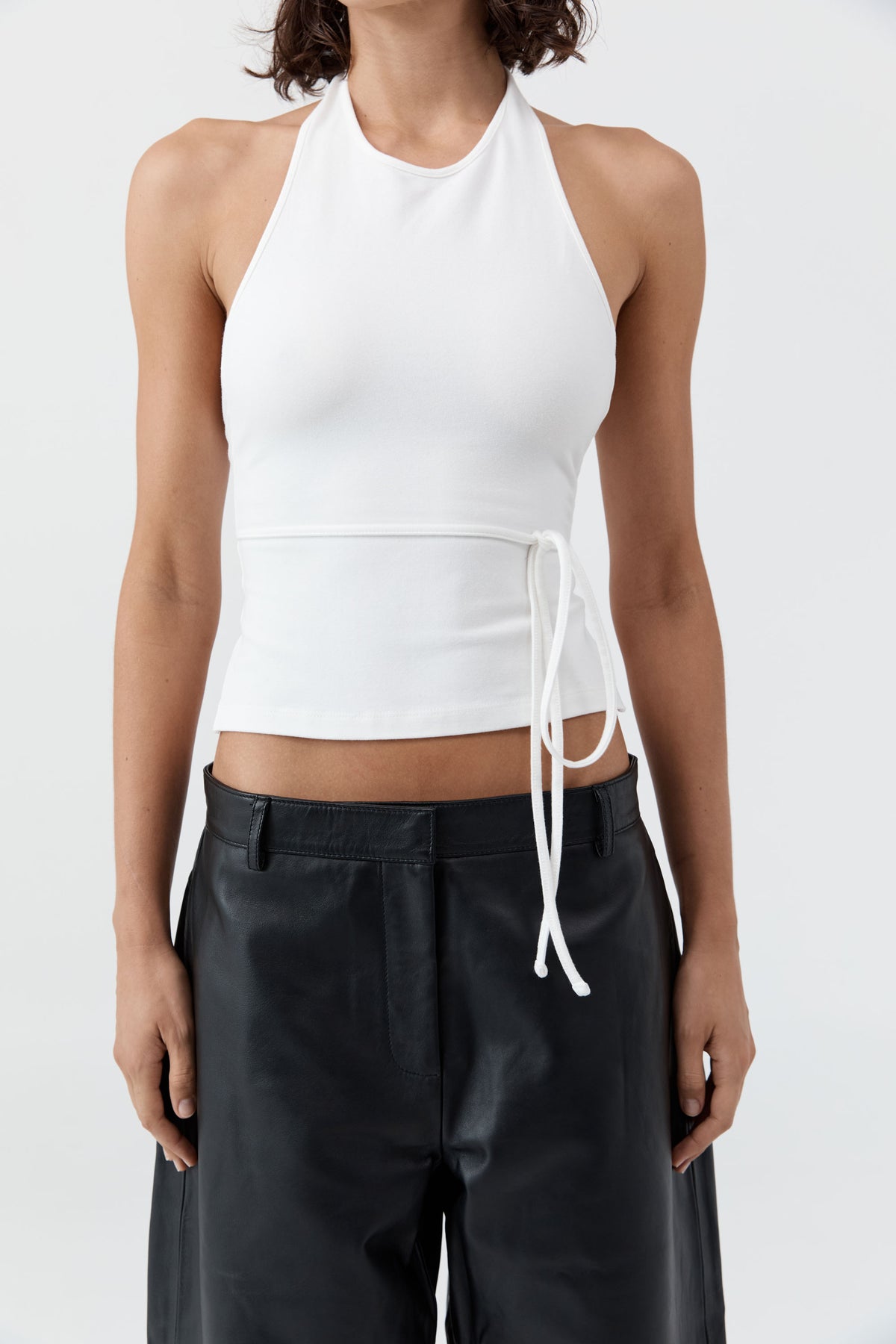 Soft Jersey Halter Top - White