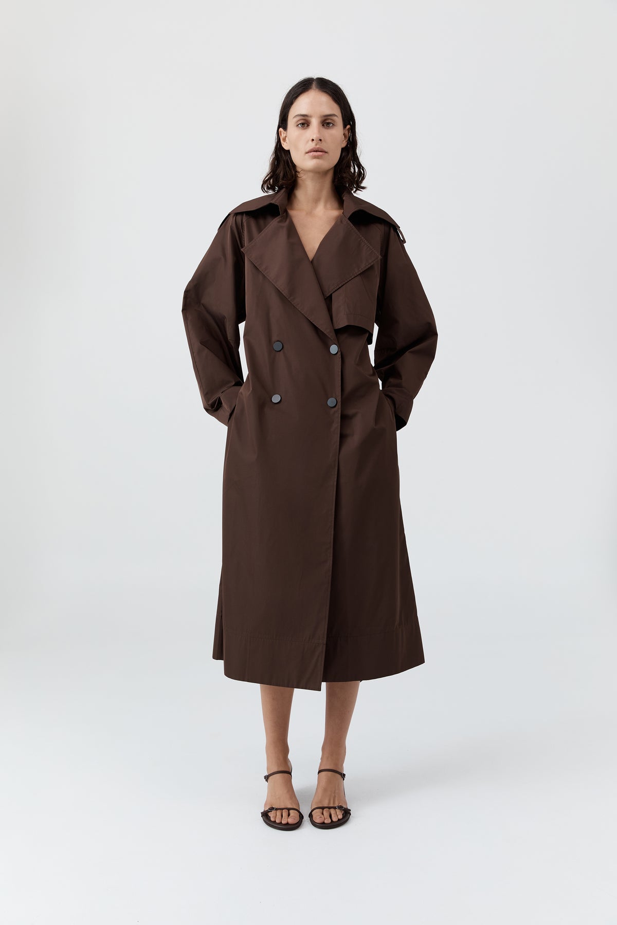 Paper Taffeta Relaxed Trench - Mocha