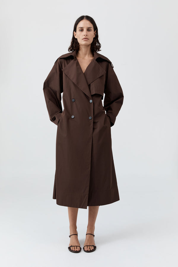 Paper Taffeta Relaxed Trench - Mocha