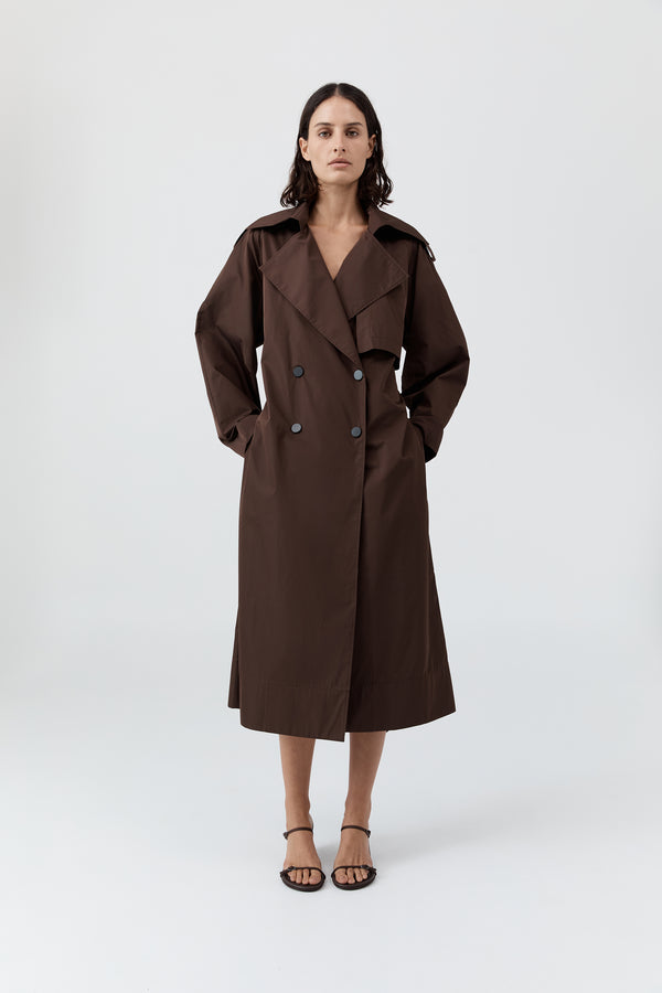Paper Taffeta Relaxed Trench - Mocha