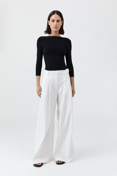 St. Agni | Soft Jersey Ballerina Top - Jet Black