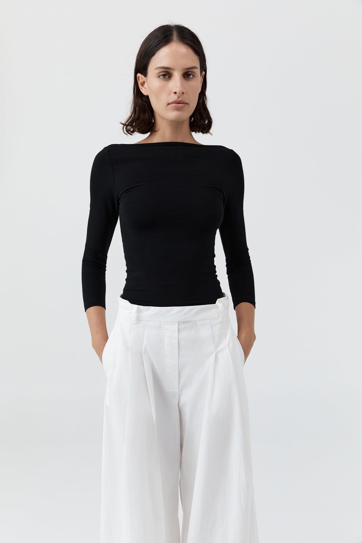 Soft Jersey Ballerina Top - Jet Black