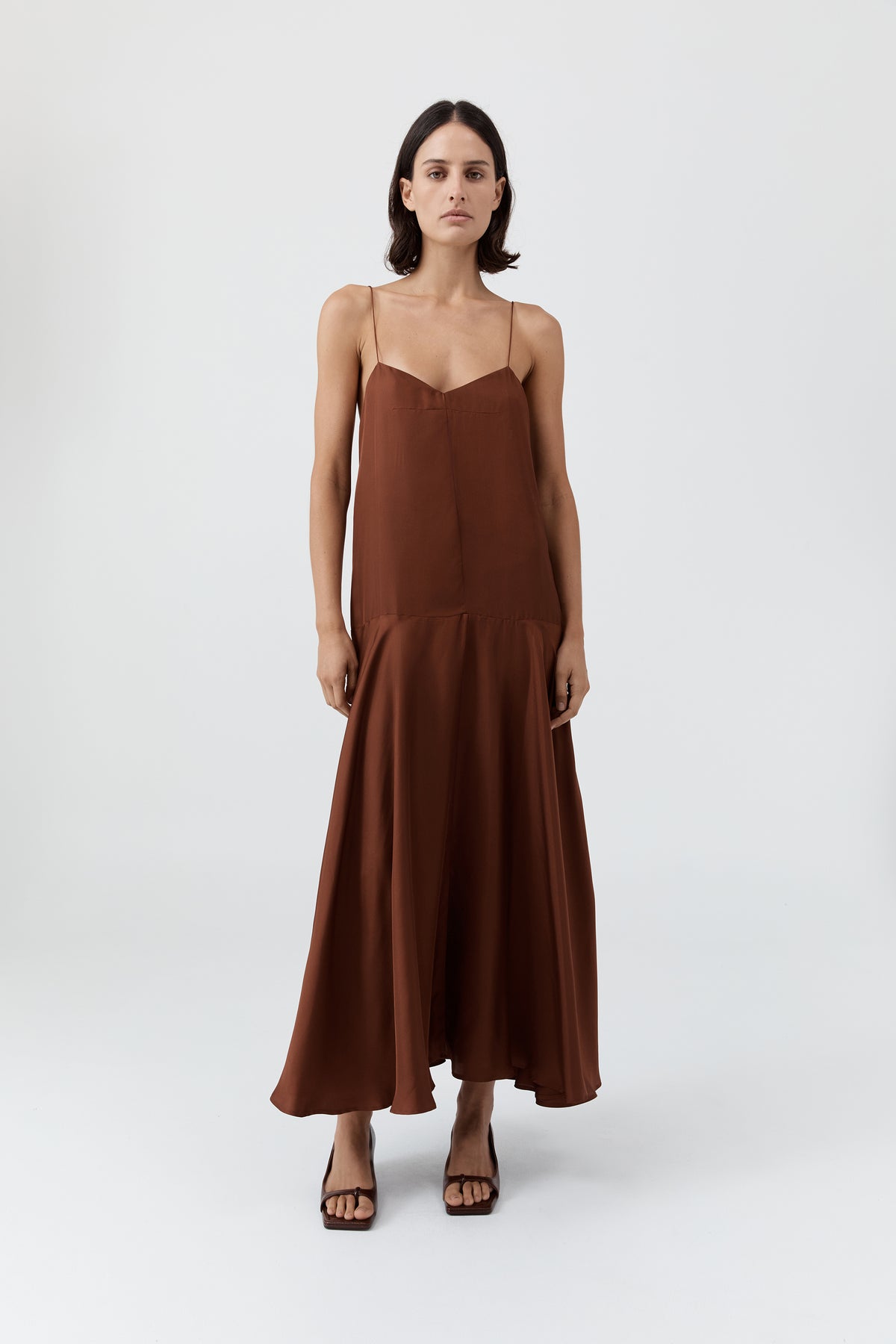 st agni brown dress St. Agni | 90s Silk Twill Slip Dress