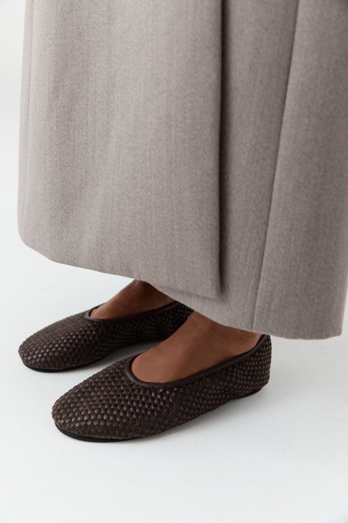 Lattice Weave Ballet Flat - Coffee