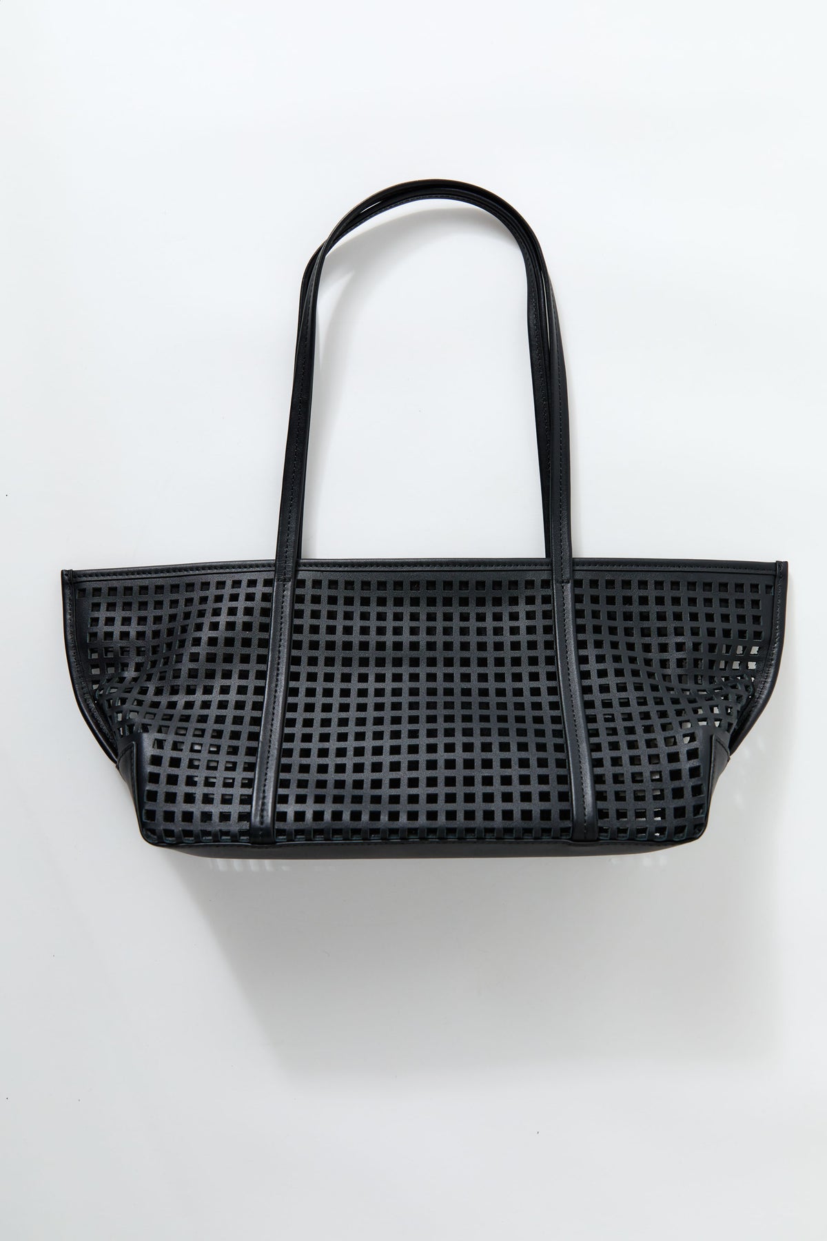 Perforated Slim Bateau Tote - Black